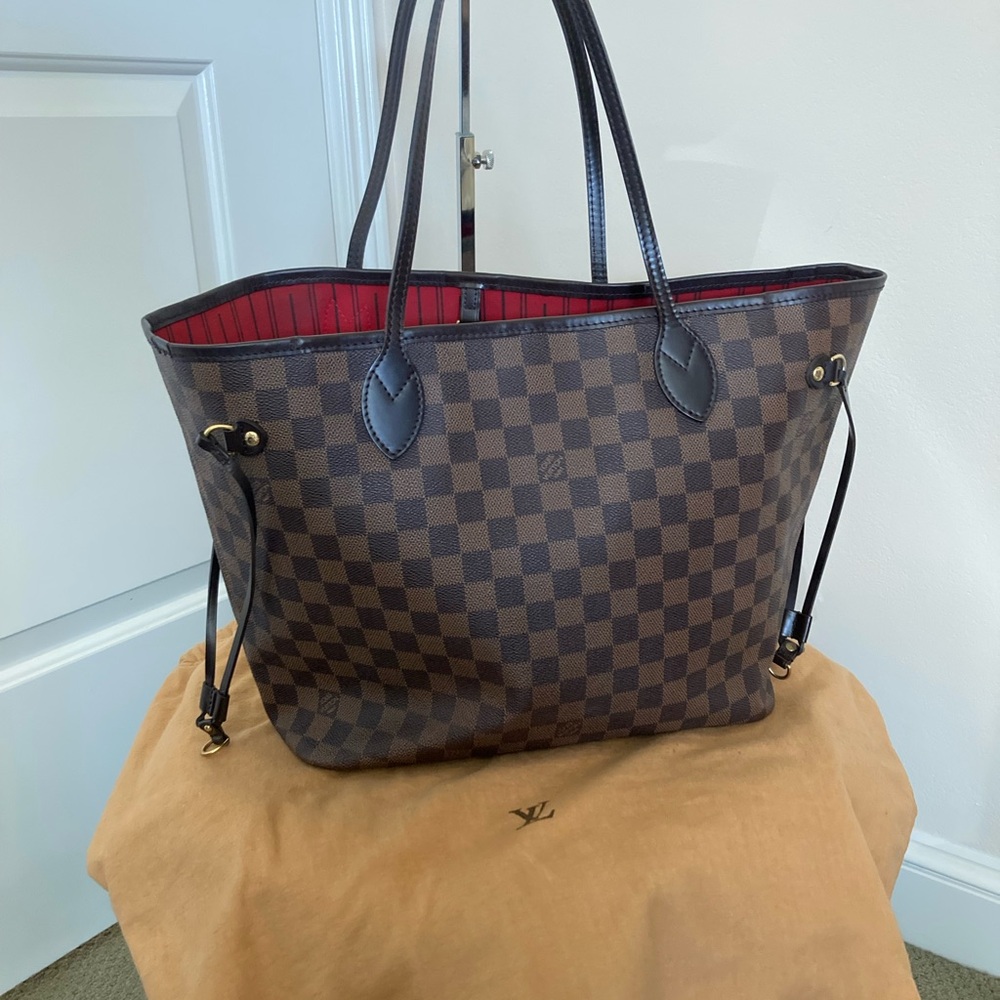 Louis Vuitton damier ebene Neverfull MM bag with dust bag